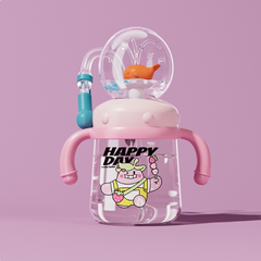 Botella de agua infantil con diseño de ballena, fuente de buceo - Vaso antiderrame de Tritan (varios tamaños y colores)