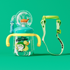 Botella de agua infantil con diseño de ballena, fuente de buceo - Vaso antiderrame de Tritan (varios tamaños y colores)