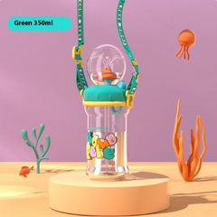 Botella de agua infantil con diseño de ballena, fuente de buceo - Vaso antiderrame de Tritan (varios tamaños y colores)