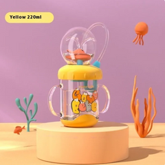 Botella de agua infantil con diseño de ballena, fuente de buceo - Vaso antiderrame de Tritan (varios tamaños y colores)