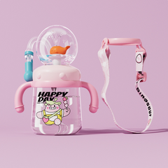 Botella de agua infantil con diseño de ballena, fuente de buceo - Vaso antiderrame de Tritan (varios tamaños y colores)